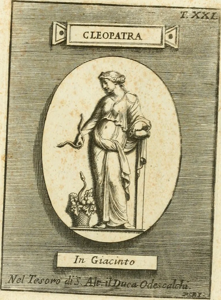 An illustration from Museum Odescalchum, sive, Thesaurus antiquarum gemmarum : cum imaginibus in iisdem insculptis, et iisdem exsculptis, quæ a serenissima Christina svecorum regina collectæ in Museo Odescalcho adservantur, et a Petro Sancte Bartolo quondam incisæ, nunc primum in lucem proferuntur .., 1751, leaf 196