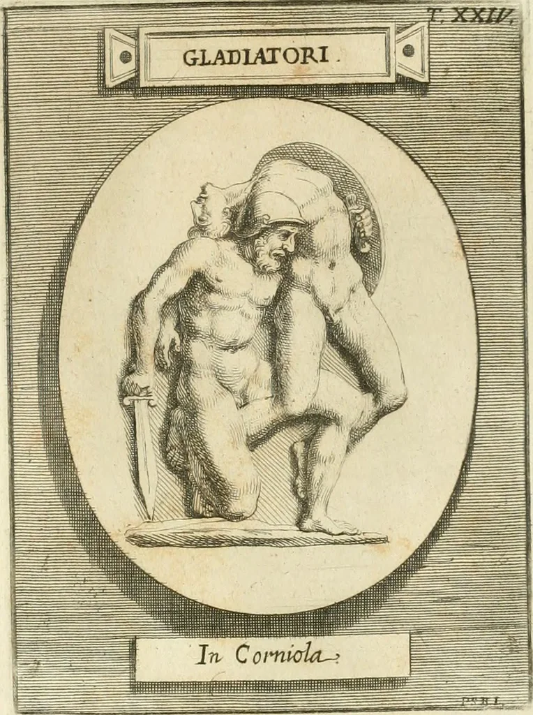 An illustration from Museum Odescalchum, sive, Thesaurus antiquarum gemmarum : cum imaginibus in iisdem insculptis, et iisdem exsculptis, quæ a serenissima Christina svecorum regina collectæ in Museo Odescalcho adservantur, et a Petro Sancte Bartolo quondam incisæ, nunc primum in lucem proferuntur .., 1751, leaf 202
