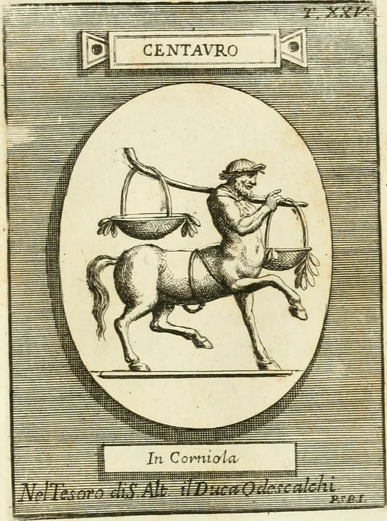 An illustration from Museum Odescalchum, sive, Thesaurus antiquarum gemmarum : cum imaginibus in iisdem insculptis, et iisdem exsculptis, quæ a serenissima Christina svecorum regina collectæ in Museo Odescalcho adservantur, et a Petro Sancte Bartolo quondam incisæ, nunc primum in lucem proferuntur .., 1751, leaf 204