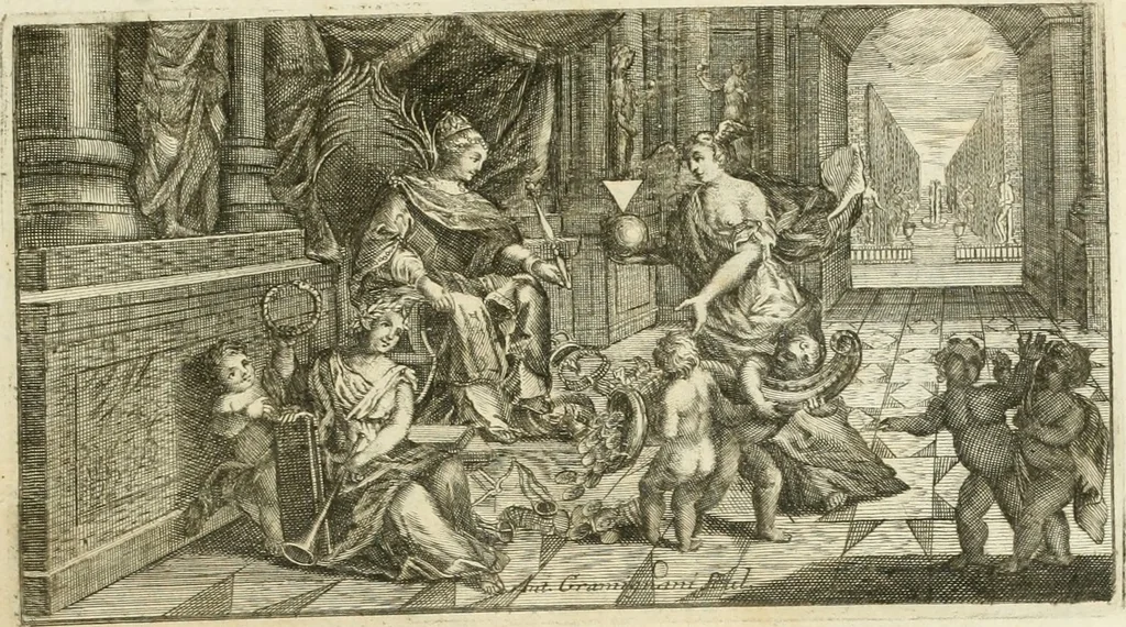 An illustration from Museum Odescalchum, sive, Thesaurus antiquarum gemmarum : cum imaginibus in iisdem insculptis, et iisdem exsculptis, quæ a serenissima Christina svecorum regina collectæ in Museo Odescalcho adservantur, et a Petro Sancte Bartolo quondam incisæ, nunc primum in lucem proferuntur .., 1751, leaf 22