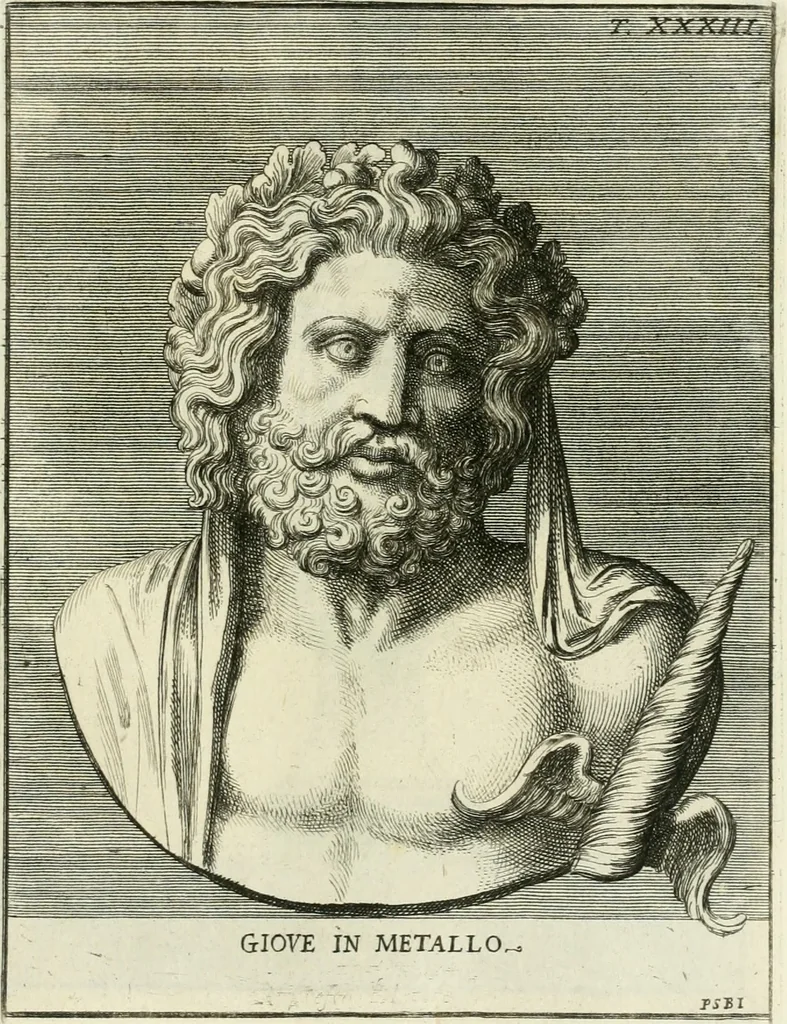 An illustration from Museum Odescalchum, sive, Thesaurus antiquarum gemmarum : cum imaginibus in iisdem insculptis, et iisdem exsculptis, quæ a serenissima Christina svecorum regina collectæ in Museo Odescalcho adservantur, et a Petro Sancte Bartolo quondam incisæ, nunc primum in lucem proferuntur .., 1751, leaf 220