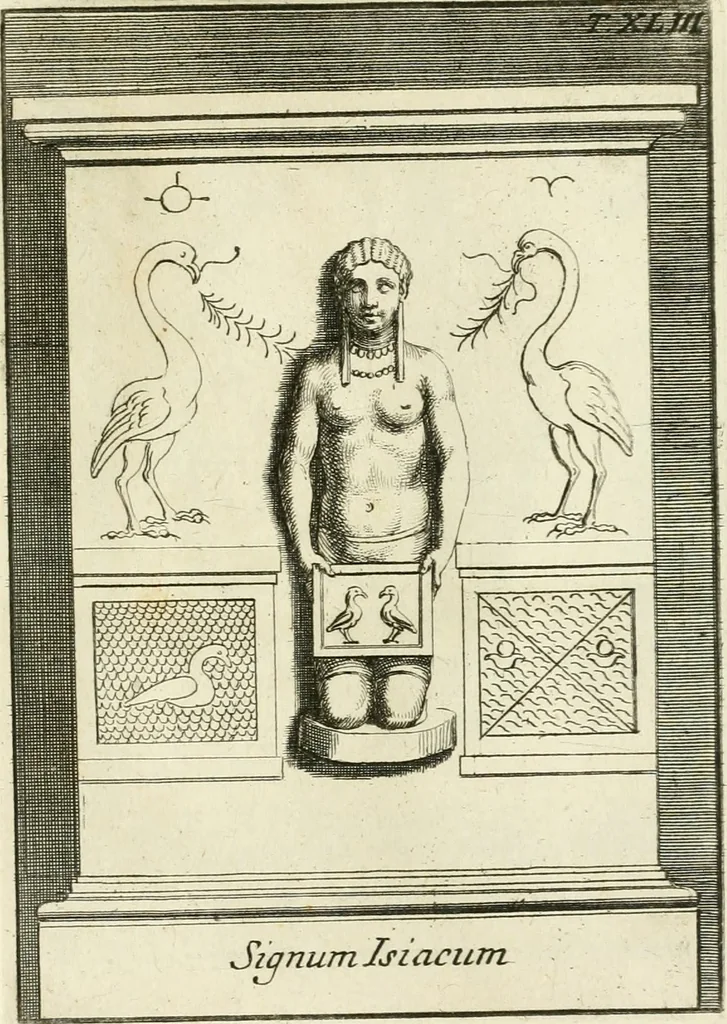 An illustration from Museum Odescalchum, sive, Thesaurus antiquarum gemmarum : cum imaginibus in iisdem insculptis, et iisdem exsculptis, quæ a serenissima Christina svecorum regina collectæ in Museo Odescalcho adservantur, et a Petro Sancte Bartolo quondam incisæ, nunc primum in lucem proferuntur .., 1751, leaf 244
