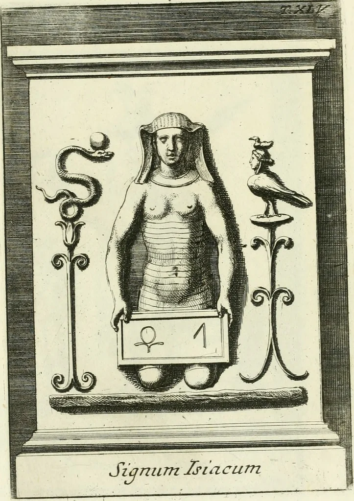 An illustration from Museum Odescalchum, sive, Thesaurus antiquarum gemmarum : cum imaginibus in iisdem insculptis, et iisdem exsculptis, quæ a serenissima Christina svecorum regina collectæ in Museo Odescalcho adservantur, et a Petro Sancte Bartolo quondam incisæ, nunc primum in lucem proferuntur .., 1751, leaf 248