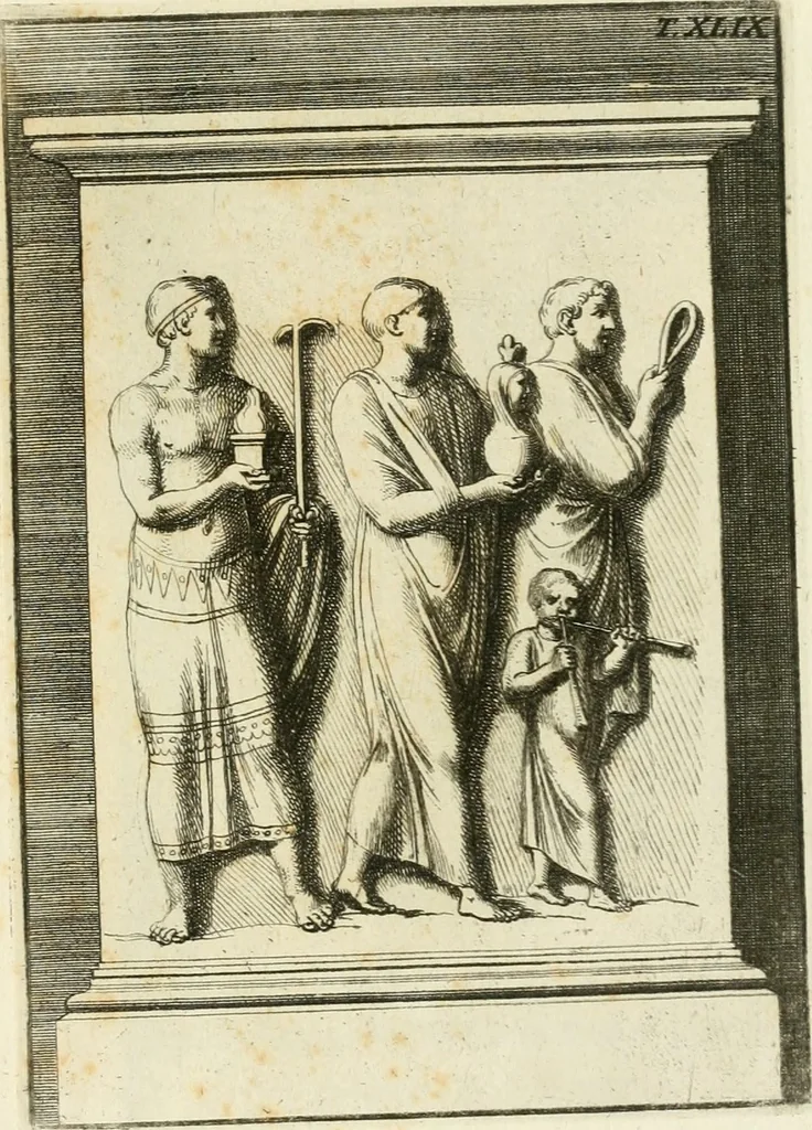 An illustration from Museum Odescalchum, sive, Thesaurus antiquarum gemmarum : cum imaginibus in iisdem insculptis, et iisdem exsculptis, quæ a serenissima Christina svecorum regina collectæ in Museo Odescalcho adservantur, et a Petro Sancte Bartolo quondam incisæ, nunc primum in lucem proferuntur .., 1751, leaf 256
