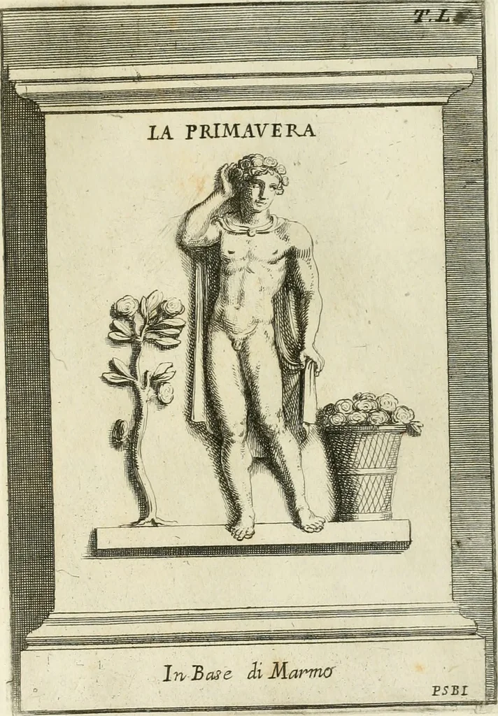 An illustration from Museum Odescalchum, sive, Thesaurus antiquarum gemmarum : cum imaginibus in iisdem insculptis, et iisdem exsculptis, quæ a serenissima Christina svecorum regina collectæ in Museo Odescalcho adservantur, et a Petro Sancte Bartolo quondam incisæ, nunc primum in lucem proferuntur .., 1751, leaf 258