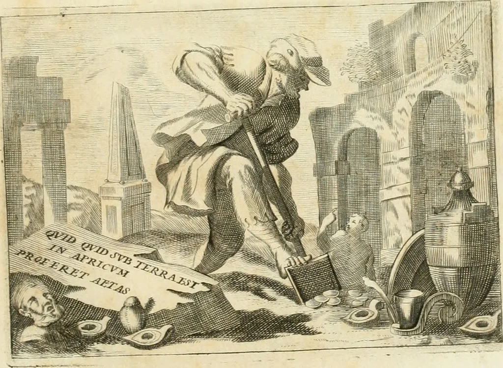 An illustration from Museum Odescalchum, sive, Thesaurus antiquarum gemmarum : cum imaginibus in iisdem insculptis, et iisdem exsculptis, quæ a serenissima Christina svecorum regina collectæ in Museo Odescalcho adservantur, et a Petro Sancte Bartolo quondam incisæ, nunc primum in lucem proferuntur .., 1751, leaf 6