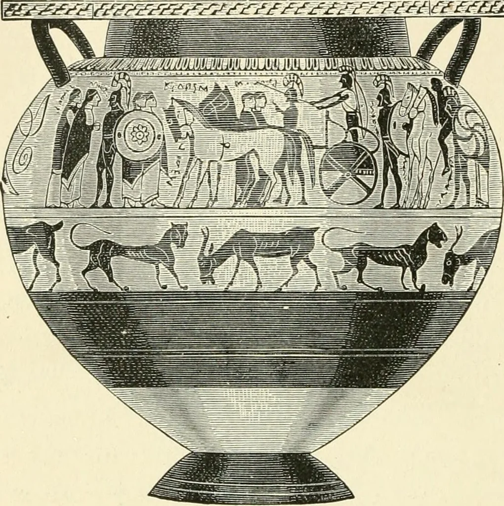 An illustration from Museum of antiquity : a description of ancient life : the employments, amusements, customs and habits, the cities, palaces, monuments and tombs, the literature and fine arts of 3,000 years ago, 1882, leaf 347