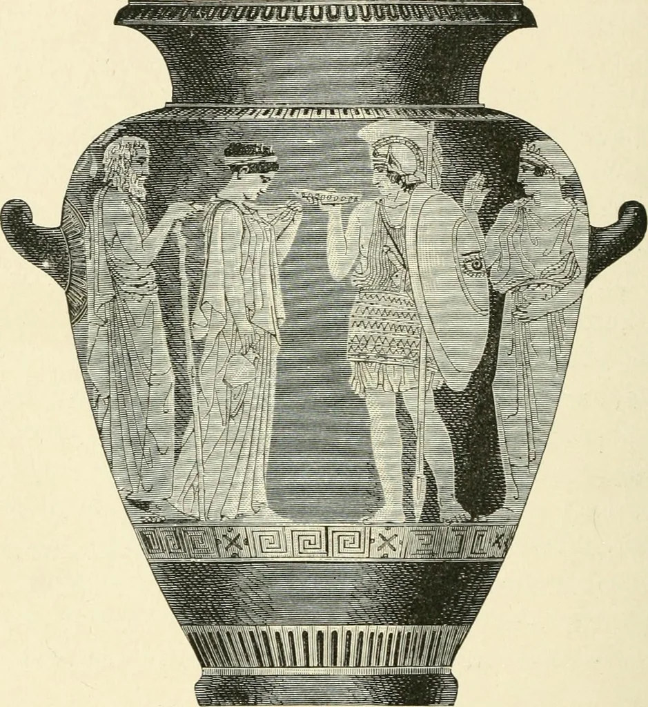 An illustration from Museum of antiquity : a description of ancient life : the employments, amusements, customs and habits, the cities, palaces, monuments and tombs, the literature and fine arts of 3,000 years ago, 1882, leaf 351