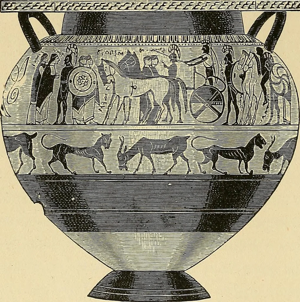 An illustration from Museum of antiquity; a description of ancient life: the employments, amusements, customs and habits, the cities, palaces, monuments and tombs, the literature and fine arts of 3,000 years ago, 1883, leaf 341