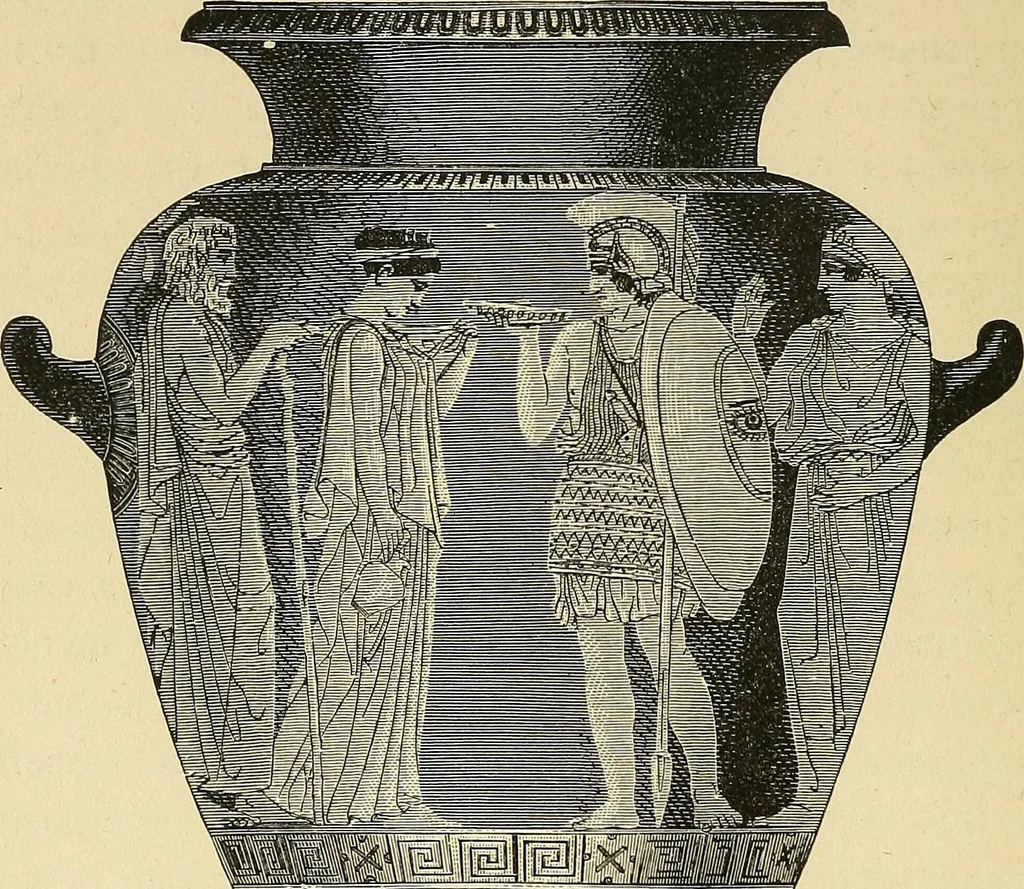 An illustration from Museum of antiquity; a description of ancient life: the employments, amusements, customs and habits, the cities, palaces, monuments and tombs, the literature and fine arts of 3,000 years ago, 1883, leaf 345