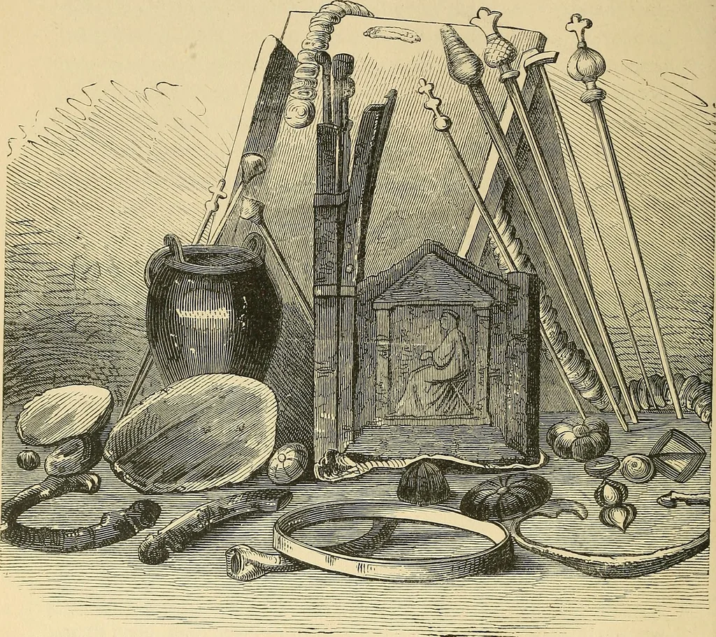 An illustration from Museum of antiquity; a description of ancient life: the employments, amusements, customs and habits, the cities, palaces, monuments and tombs, the literature and fine arts of 3,000 years ago, 1883, leaf 77