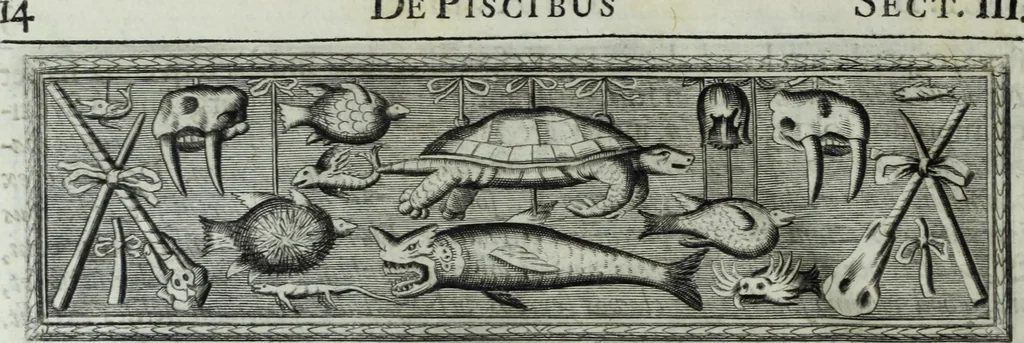 An illustration from Museum regium, seu, Catalogus rerum tam naturalium, quam artificialium, quae in basilica bibliothecae augustissimi Daniae Norvegiaeq[ue] monarchae Christiani Quinti, Hafniae asservantur, 1696, leaf 35