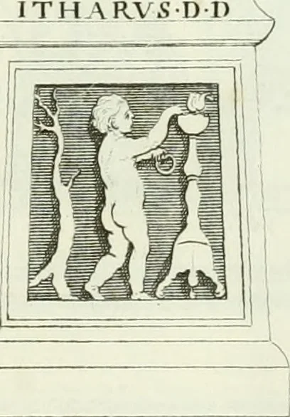 An illustration from Museum veronense, hoc est, Antiquarum inscriptionum atque anaglyphorum collectio : cui Taurinensis adiungitur et Vindobonensis : accedunt monumenta id genus plurima nondum vulgata, et ubicumque collecta, 1749, leaf 104