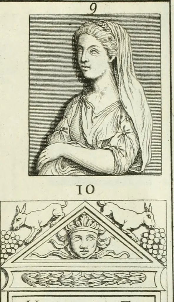 An illustration from Museum veronense, hoc est, Antiquarum inscriptionum atque anaglyphorum collectio : cui Taurinensis adiungitur et Vindobonensis : accedunt monumenta id genus plurima nondum vulgata, et ubicumque collecta, 1749, leaf 178