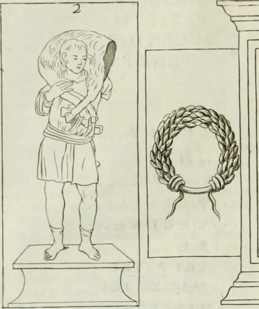 An illustration from Museum veronense, hoc est, Antiquarum inscriptionum atque anaglyphorum collectio : cui Taurinensis adiungitur et Vindobonensis : accedunt monumenta id genus plurima nondum vulgata, et ubicumque collecta, 1749, leaf 215