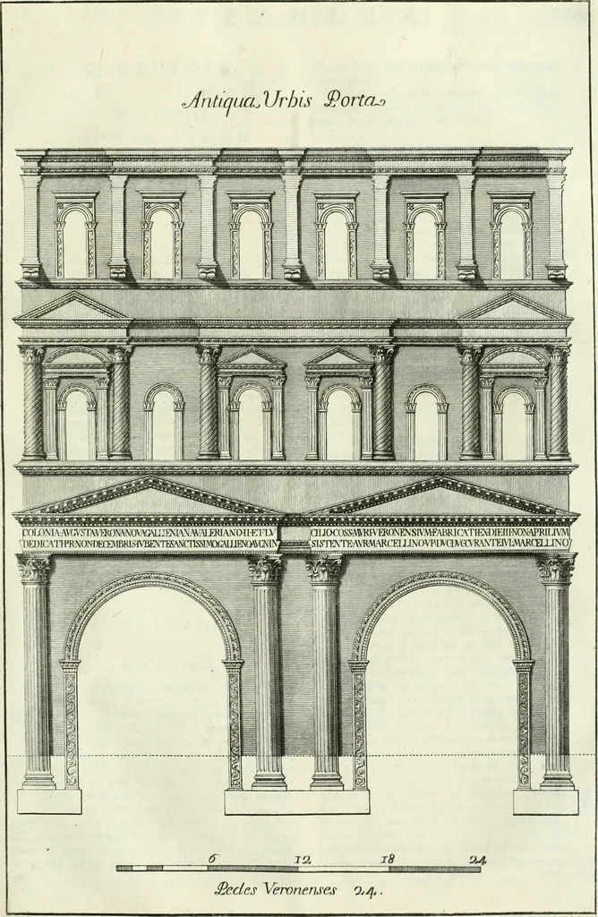 An illustration from Museum veronense, hoc est, Antiquarum inscriptionum atque anaglyphorum collectio : cui Taurinensis adiungitur et Vindobonensis : accedunt monumenta id genus plurima nondum vulgata, et ubicumque collecta, 1749, leaf 234