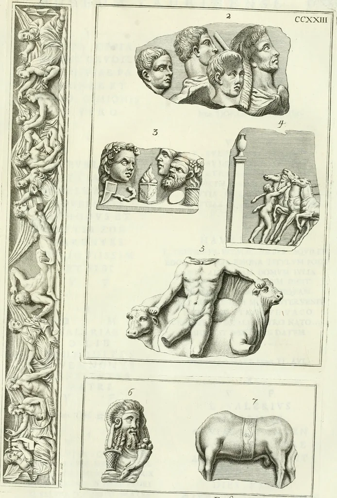 An illustration from Museum veronense, hoc est, Antiquarum inscriptionum atque anaglyphorum collectio : cui Taurinensis adiungitur et Vindobonensis : accedunt monumenta id genus plurima nondum vulgata, et ubicumque collecta, 1749, leaf 260