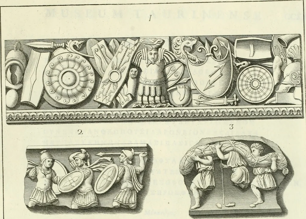 An illustration from Museum veronense, hoc est, Antiquarum inscriptionum atque anaglyphorum collectio : cui Taurinensis adiungitur et Vindobonensis : accedunt monumenta id genus plurima nondum vulgata, et ubicumque collecta, 1749, leaf 264