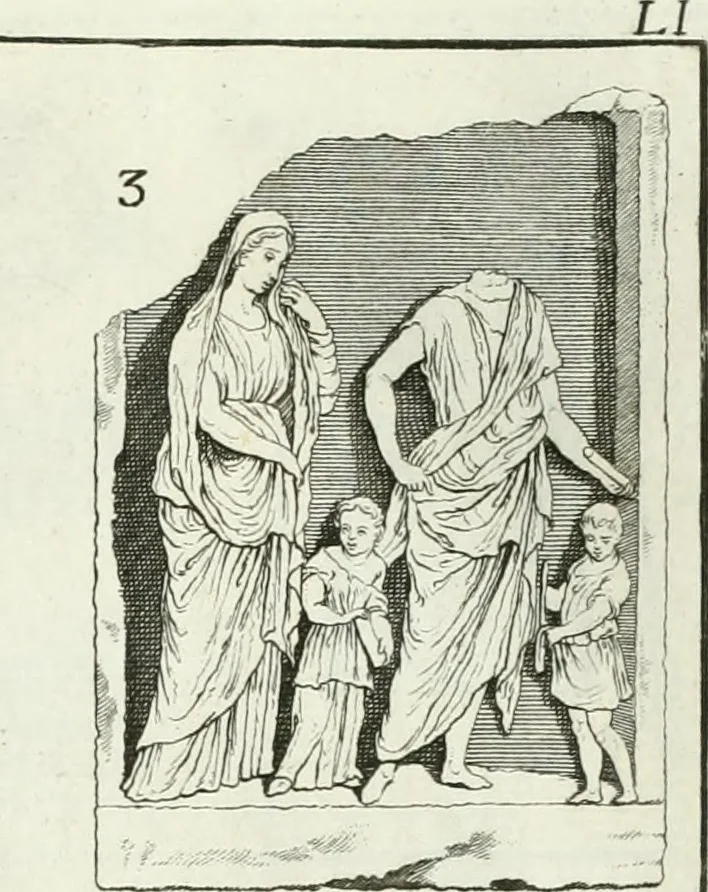 An illustration from Museum veronense, hoc est, Antiquarum inscriptionum atque anaglyphorum collectio : cui Taurinensis adiungitur et Vindobonensis : accedunt monumenta id genus plurima nondum vulgata, et ubicumque collecta, 1749, leaf 86