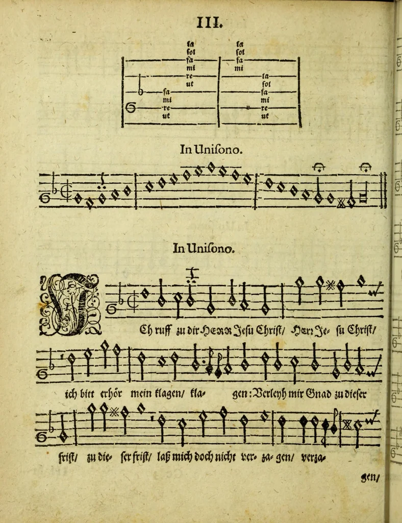 An illustration from Musicae : das ist der freyen lieblichen Singkunst erster und anderer Theil. Sampt beygefugtem nutzlichen Exempel Buchlein ..., 1610, leaf 126
