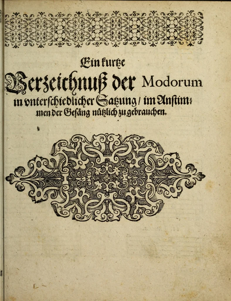 An illustration from Musicae : das ist der freyen lieblichen Singkunst erster und anderer Theil. Sampt beygefugtem nutzlichen Exempel Buchlein ..., 1610, leaf 73