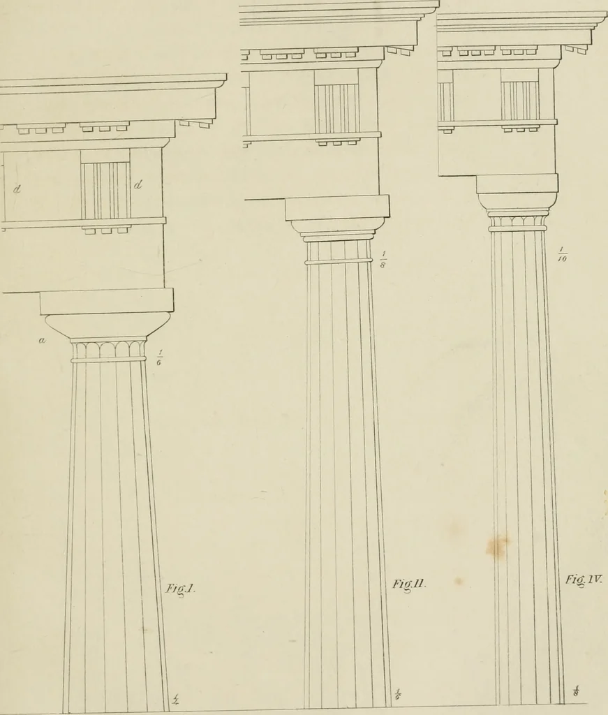 An illustration from The music of the eye; or, Essays on the principles of the beauty and perfection of architecture, as founded on and deduced from reason and analogy, and adapted to what may be traced of the ancient theories of taste, in the three first chapters of Vitruvius .., 1831, leaf 118