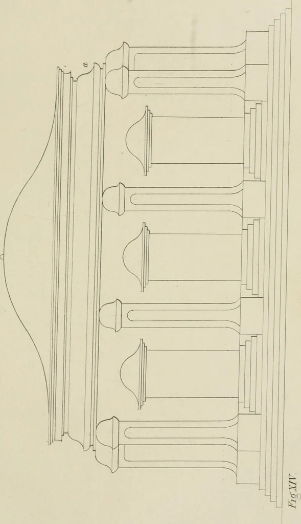 An illustration from The music of the eye; or, Essays on the principles of the beauty and perfection of architecture, as founded on and deduced from reason and analogy, and adapted to what may be traced of the ancient theories of taste, in the three first chapters of Vitruvius .., 1831, leaf 130