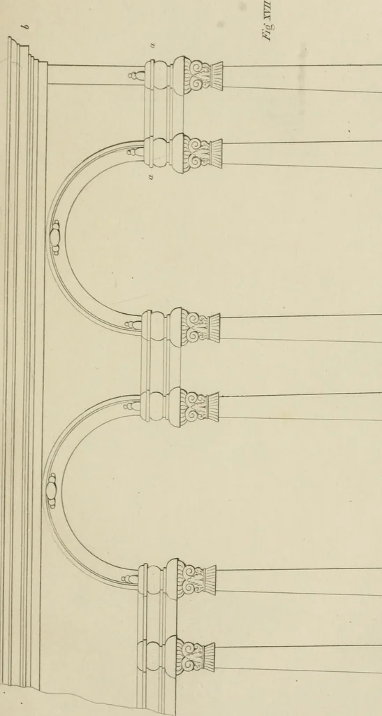 An illustration from The music of the eye; or, Essays on the principles of the beauty and perfection of architecture, as founded on and deduced from reason and analogy, and adapted to what may be traced of the ancient theories of taste, in the three first chapters of Vitruvius .., 1831, leaf 136