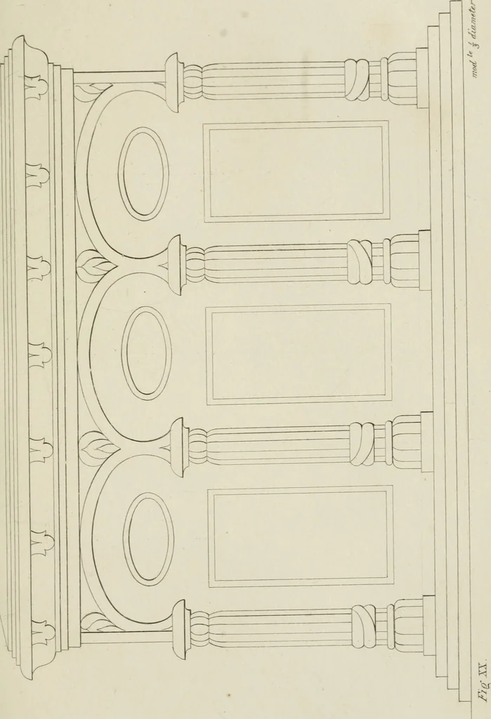 An illustration from The music of the eye; or, Essays on the principles of the beauty and perfection of architecture, as founded on and deduced from reason and analogy, and adapted to what may be traced of the ancient theories of taste, in the three first chapters of Vitruvius .., 1831, leaf 142