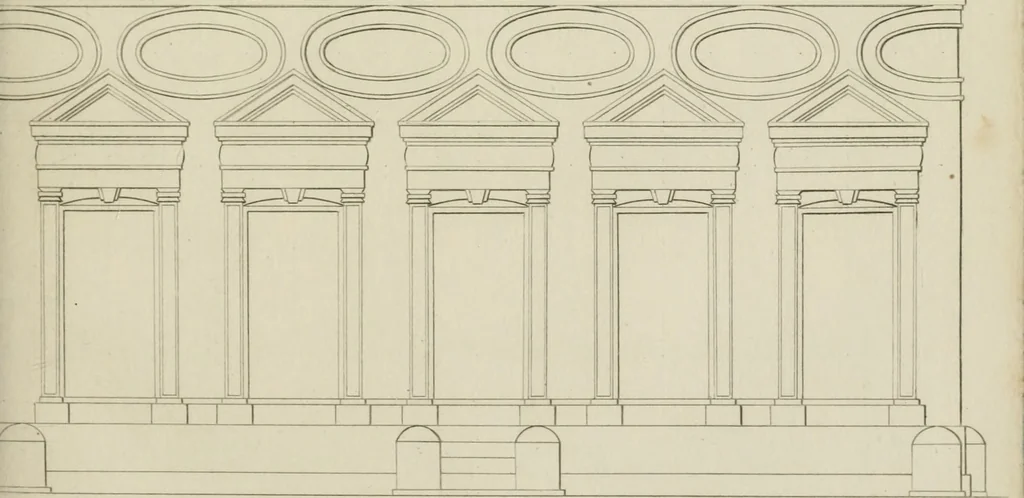 An illustration from The music of the eye; or, Essays on the principles of the beauty and perfection of architecture, as founded on and deduced from reason and analogy, and adapted to what may be traced of the ancient theories of taste, in the three first chapters of Vitruvius .., 1831, leaf 154