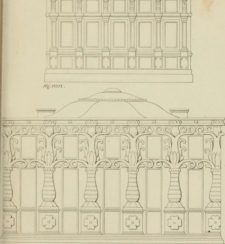 An illustration from The music of the eye; or, Essays on the principles of the beauty and perfection of architecture, as founded on and deduced from reason and analogy, and adapted to what may be traced of the ancient theories of taste, in the three first chapters of Vitruvius .., 1831, leaf 156