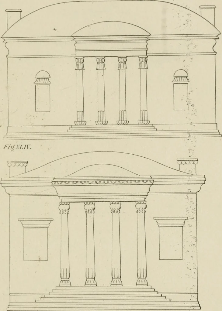 An illustration from The music of the eye; or, Essays on the principles of the beauty and perfection of architecture, as founded on and deduced from reason and analogy, and adapted to what may be traced of the ancient theories of taste, in the three first chapters of Vitruvius .., 1831, leaf 160