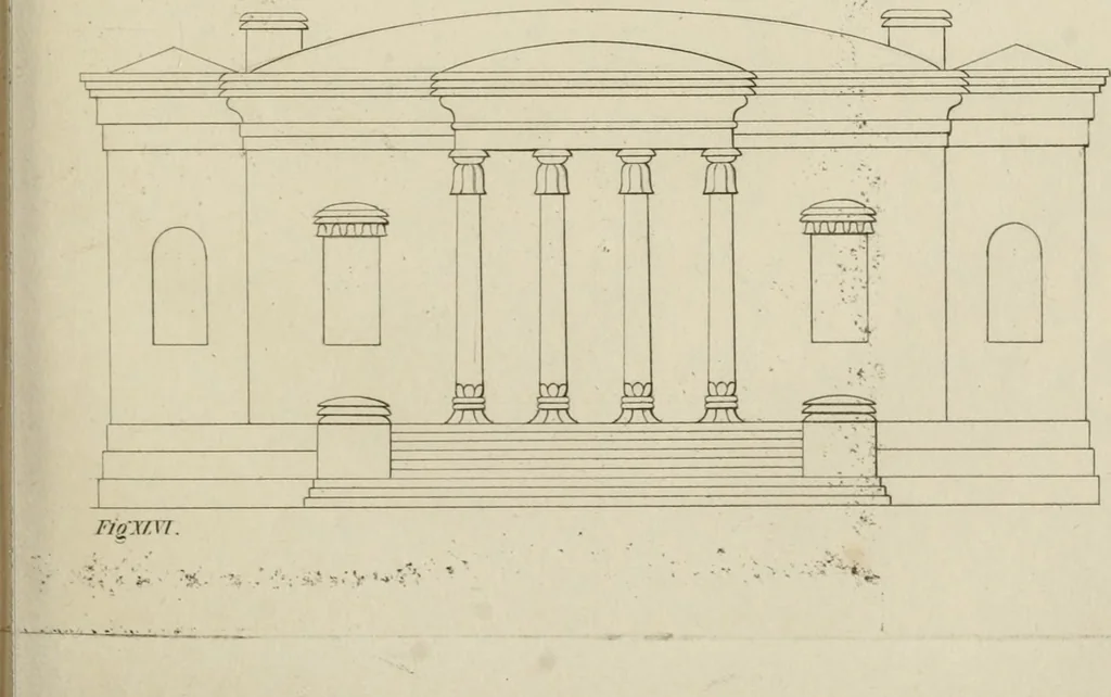 An illustration from The music of the eye; or, Essays on the principles of the beauty and perfection of architecture, as founded on and deduced from reason and analogy, and adapted to what may be traced of the ancient theories of taste, in the three first chapters of Vitruvius .., 1831, leaf 160