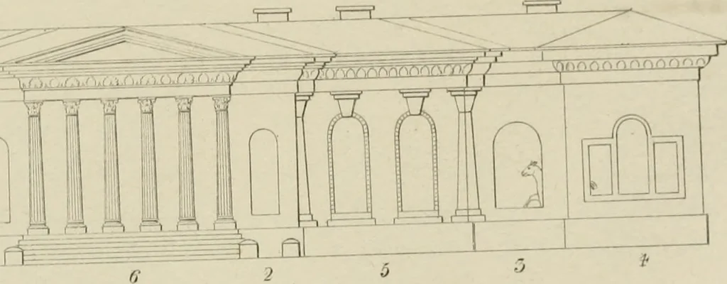 An illustration from The music of the eye; or, Essays on the principles of the beauty and perfection of architecture, as founded on and deduced from reason and analogy, and adapted to what may be traced of the ancient theories of taste, in the three first chapters of Vitruvius .., 1831, leaf 286
