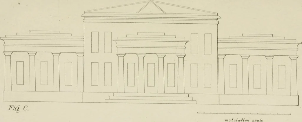 An illustration from The music of the eye; or, Essays on the principles of the beauty and perfection of architecture, as founded on and deduced from reason and analogy, and adapted to what may be traced of the ancient theories of taste, in the three first chapters of Vitruvius .., 1831, leaf 294