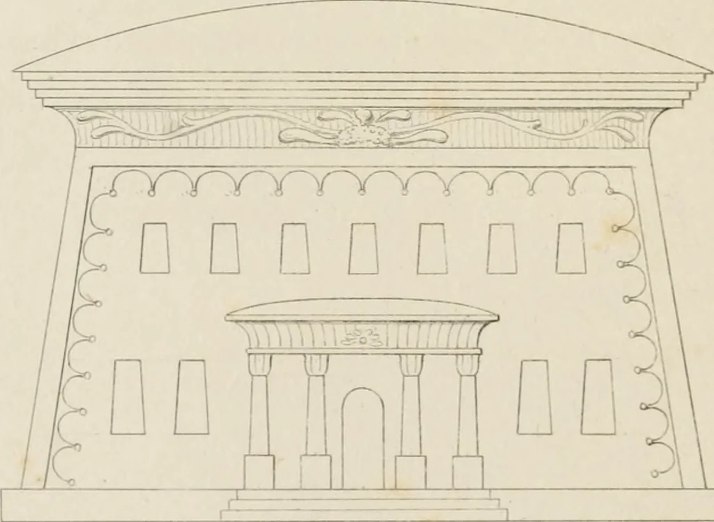 An illustration from The music of the eye; or, Essays on the principles of the beauty and perfection of architecture, as founded on and deduced from reason and analogy, and adapted to what may be traced of the ancient theories of taste, in the three first chapters of Vitruvius .., 1831, leaf 9