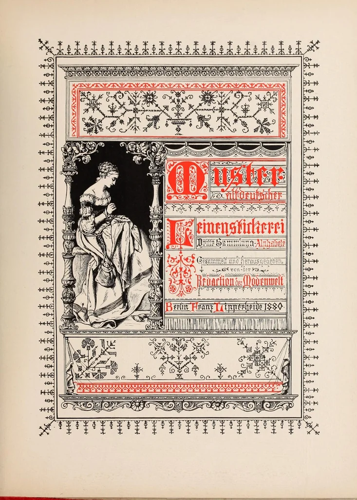 An illustration from Muster altdeutscher Leinenstickerei, 1882, leaf 77