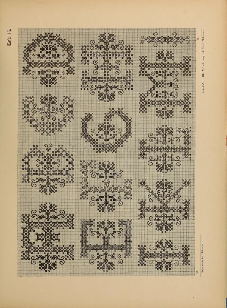 An illustration from Muster altdeutscher Leinenstickerei, 1880, leaf 45