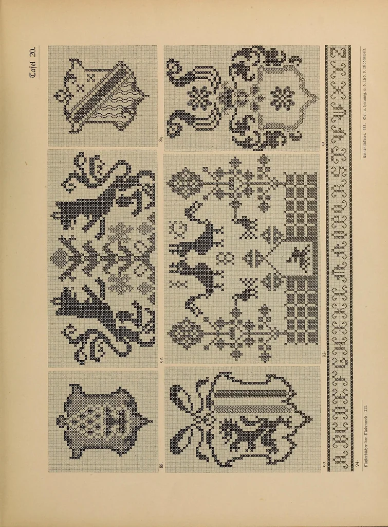 An illustration from Muster altdeutscher Leinenstickerei, 1880, leaf 55
