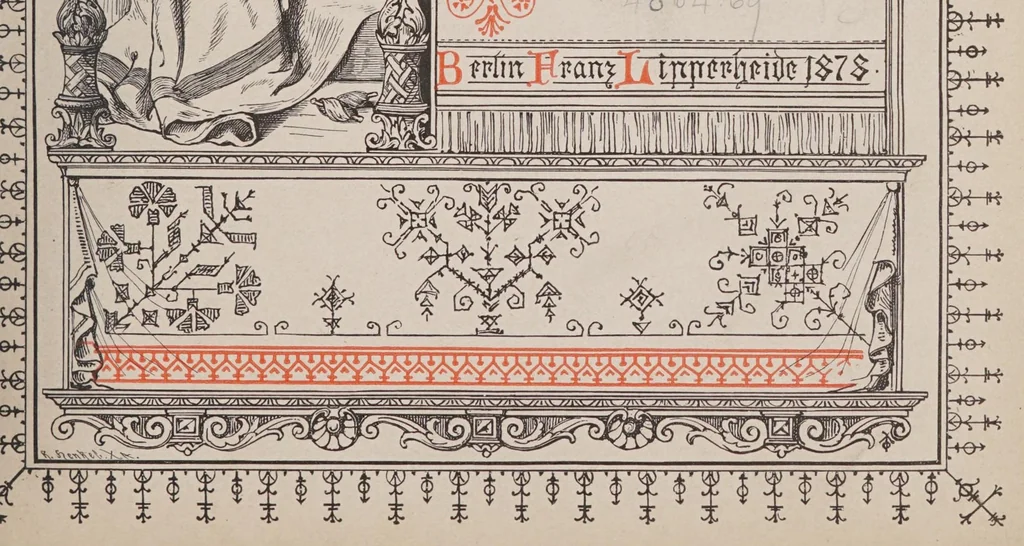 An illustration from Muster altdeutscher Leinenstickerei, 1878, leaf 9