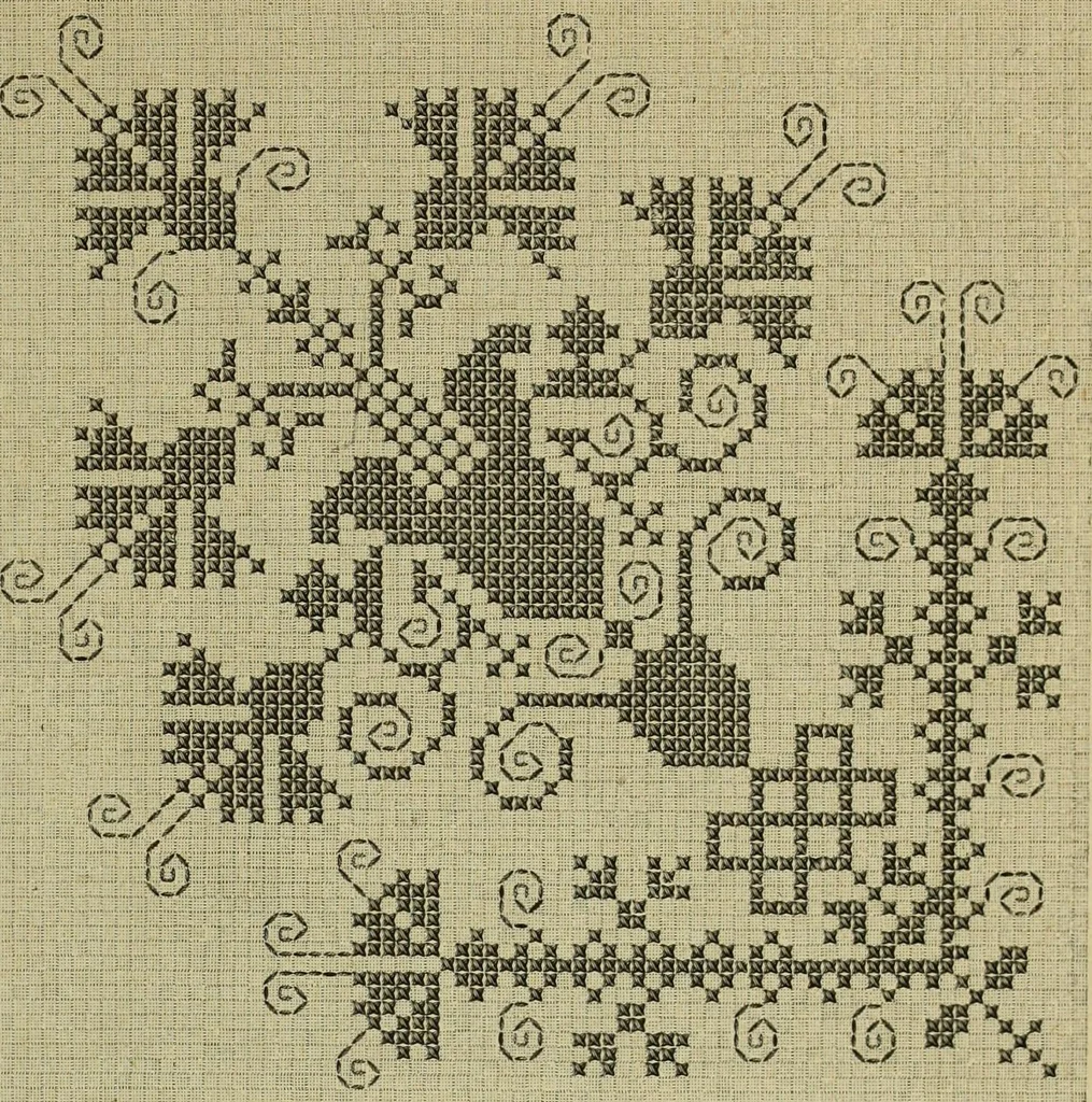 An illustration from Muster altdeutscher Leinenstickerei : IV, 1888, leaf 80
