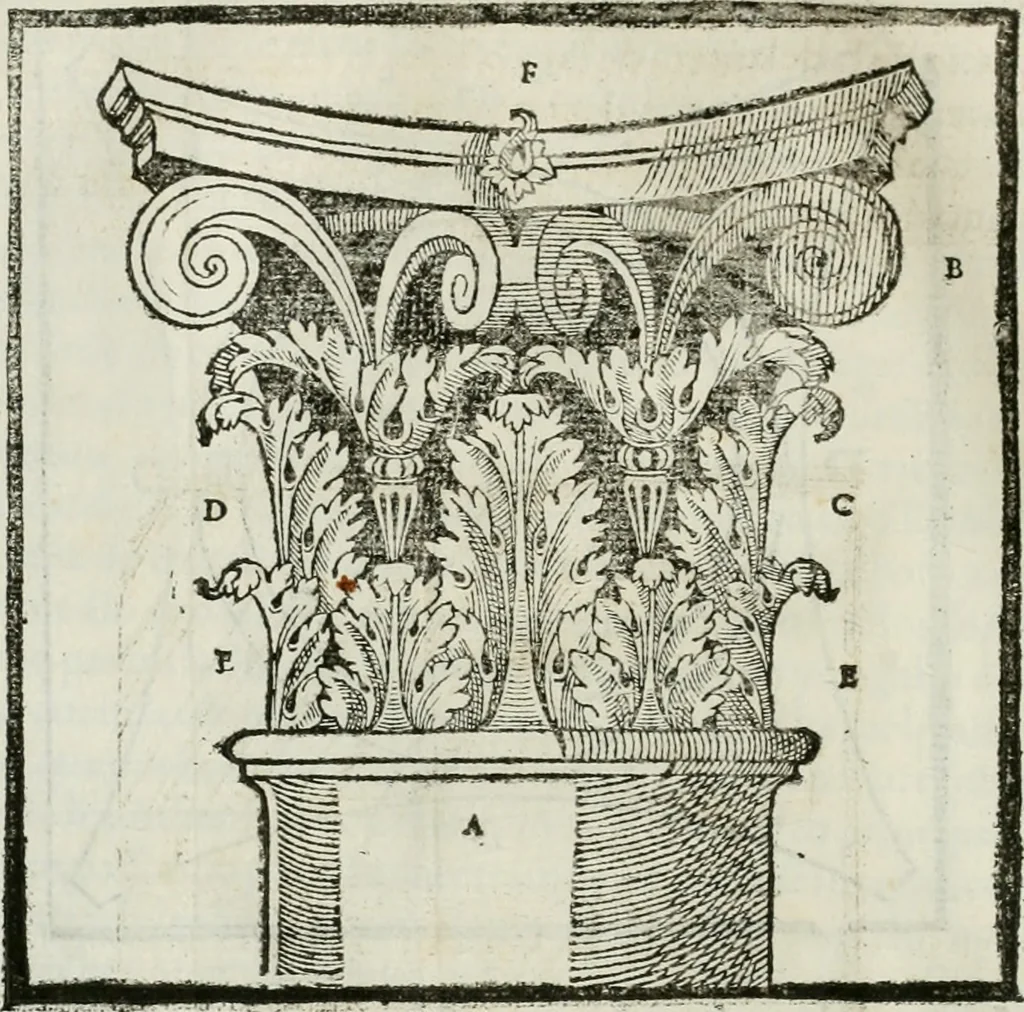 An illustration from M. Vitruuio Pollion De architectura : diuidido en diez libros, traduzidos de Latin en Castellano por Miguel de Vrrea architecto, y facado en su perfectio por Iuan Gracian impressor vezino de Alcala, 1582, leaf 105