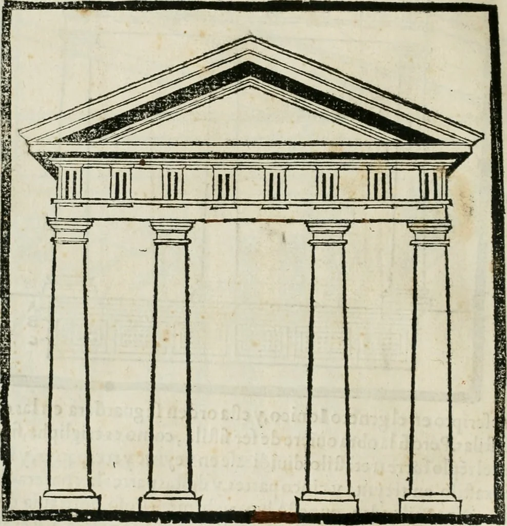 An illustration from M. Vitruuio Pollion De architectura : diuidido en diez libros, traduzidos de Latin en Castellano por Miguel de Vrrea architecto, y facado en su perfectio por Iuan Gracian impressor vezino de Alcala, 1582, leaf 113