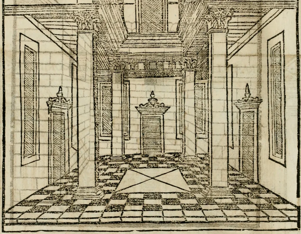 An illustration from M. Vitruuio Pollion De architectura : diuidido en diez libros, traduzidos de Latin en Castellano por Miguel de Vrrea architecto, y facado en su perfectio por Iuan Gracian impressor vezino de Alcala, 1582, leaf 169