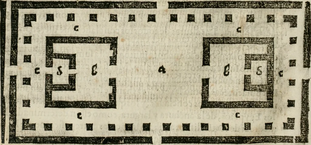 An illustration from M. Vitruuio Pollion De architectura : diuidido en diez libros, traduzidos de Latin en Castellano por Miguel de Vrrea architecto, y facado en su perfectio por Iuan Gracian impressor vezino de Alcala, 1582, leaf 175