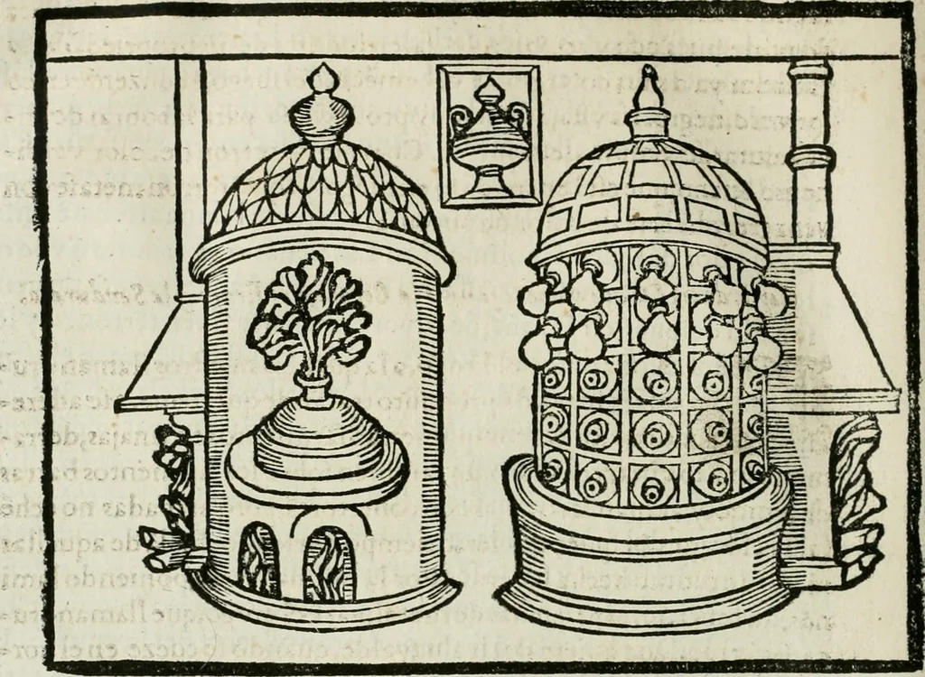 An illustration from M. Vitruuio Pollion De architectura : diuidido en diez libros, traduzidos de Latin en Castellano por Miguel de Vrrea architecto, y facado en su perfectio por Iuan Gracian impressor vezino de Alcala, 1582, leaf 205