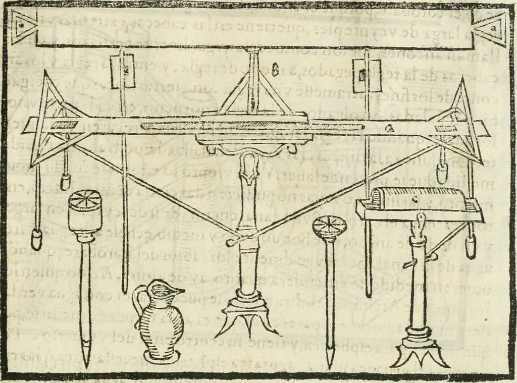 An illustration from M. Vitruuio Pollion De architectura : diuidido en diez libros, traduzidos de Latin en Castellano por Miguel de Vrrea architecto, y facado en su perfectio por Iuan Gracian impressor vezino de Alcala, 1582, leaf 222