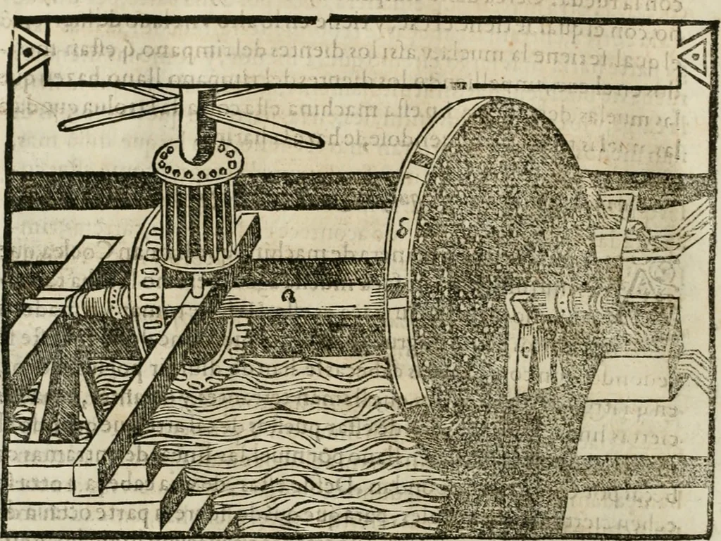 An illustration from M. Vitruuio Pollion De architectura : diuidido en diez libros, traduzidos de Latin en Castellano por Miguel de Vrrea architecto, y facado en su perfectio por Iuan Gracian impressor vezino de Alcala, 1582, leaf 265