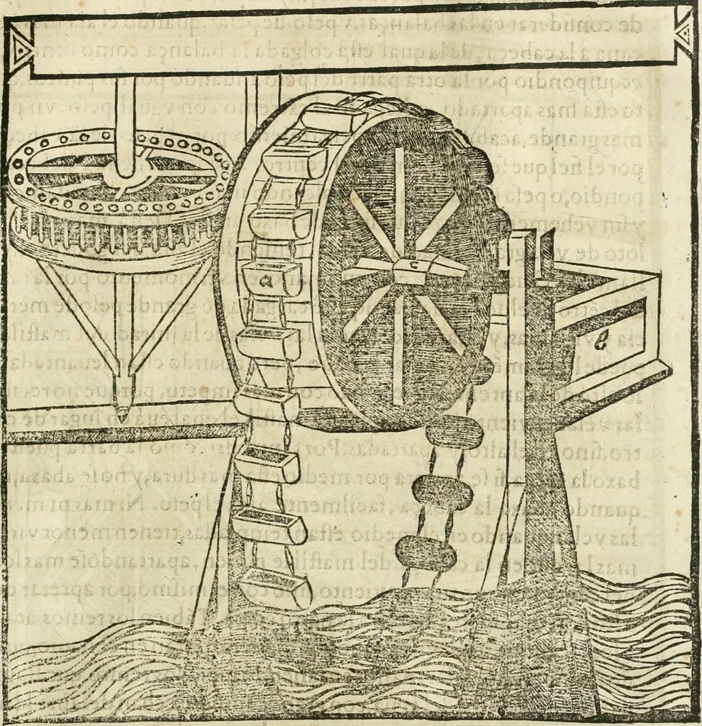 An illustration from M. Vitruuio Pollion De architectura : diuidido en diez libros, traduzidos de Latin en Castellano por Miguel de Vrrea architecto, y facado en su perfectio por Iuan Gracian impressor vezino de Alcala, 1582, leaf 266