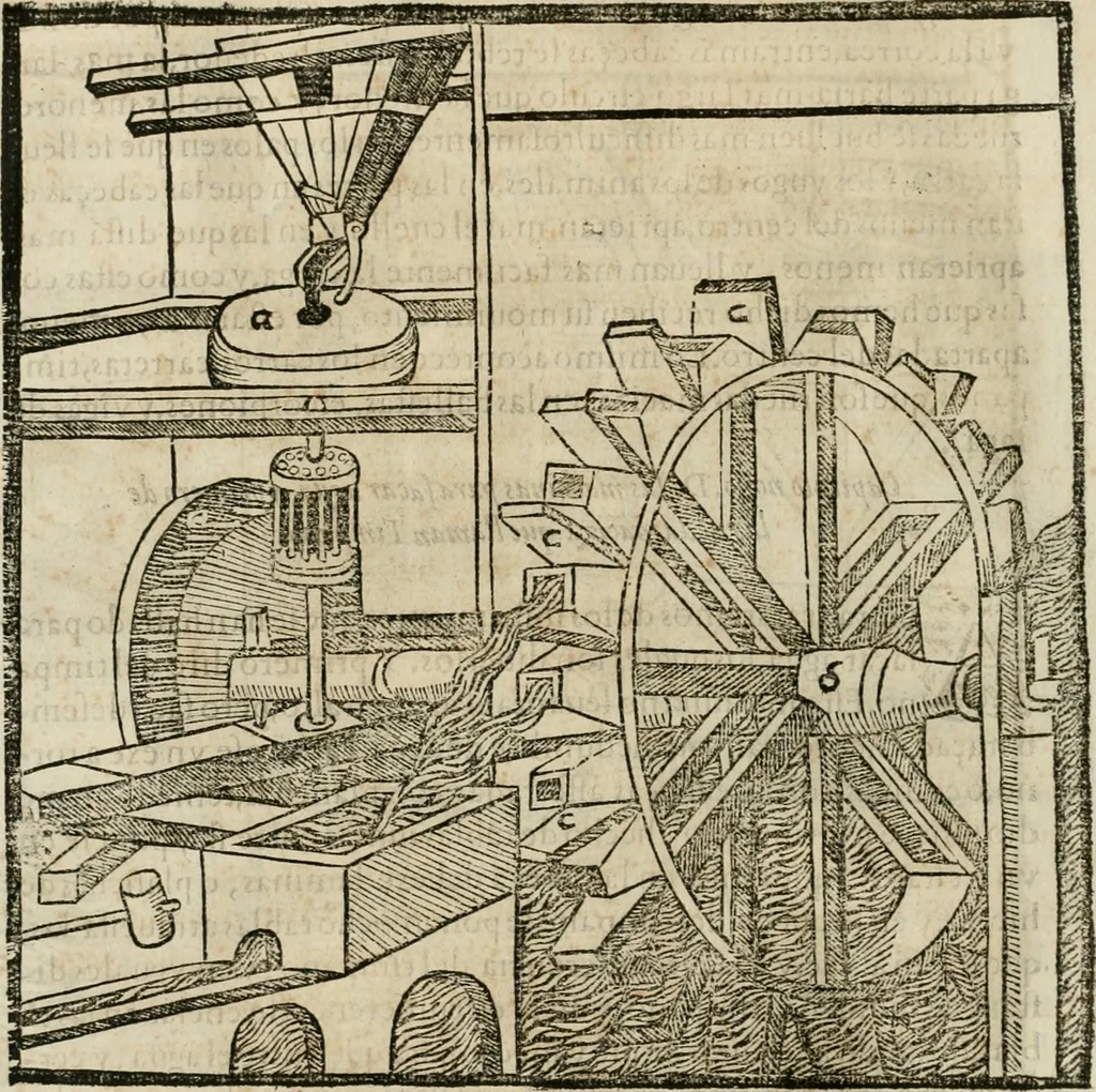 An illustration from M. Vitruuio Pollion De architectura : diuidido en diez libros, traduzidos de Latin en Castellano por Miguel de Vrrea architecto, y facado en su perfectio por Iuan Gracian impressor vezino de Alcala, 1582, leaf 267